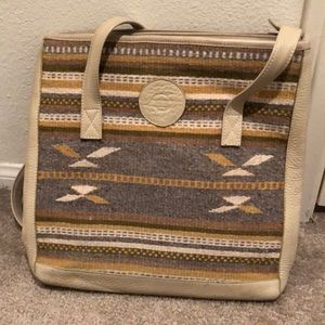 Born native print leather bag